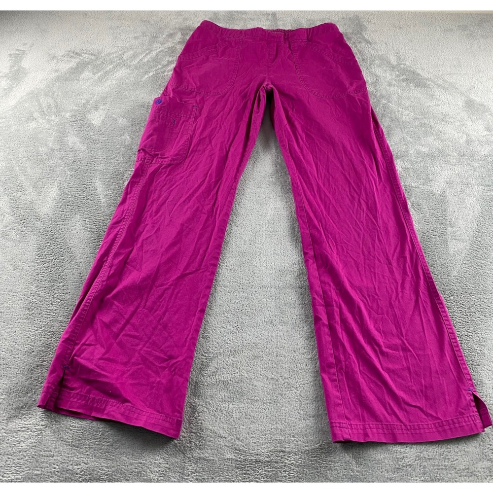 Bio Bring It On Womens Small Magenta Pink Cargo Scrub Pants Elastic Waist 19202